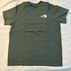 North Face Military Green T-shirt with camouflage logo at the back